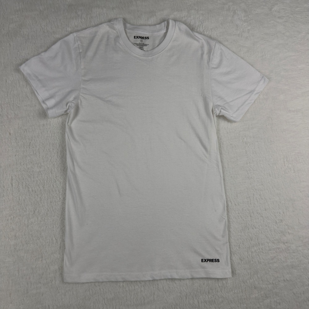 Express Mens White 100% Cotton Short Sleeve Crew Neck T-Shirt 4-Pack Size S